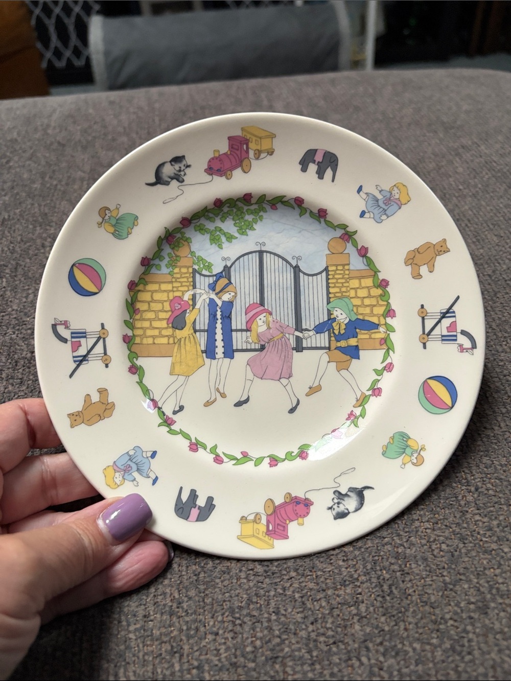 Laura Ashley Playtime Vintage Children's Decorative Plate in Pastel Colors